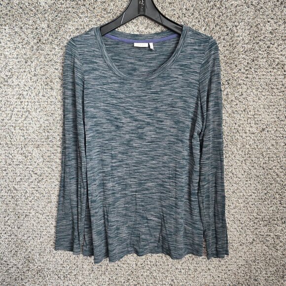 LOGO Lori Goldstein Top‎ Womens Small Green Heathered Tunic Crew Neck Stretch - Picture 1 of 7